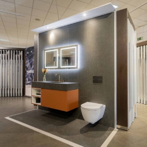 Materiales para la reforma de baño moderno en JOMASA en Gijón